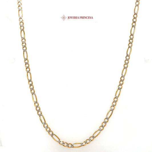 14K 24in 3mm Diamond-Cut Figaro Gold Chain