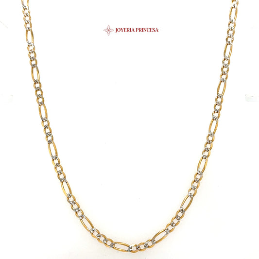 14K 24in 3mm 2-Tone Diamond Cut Figaro