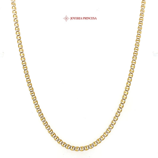 14K 18in 2.6mm Two-Tone Mariner Concave Diamond Cut