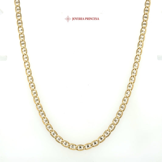 14K 18in 3.4mm Two-Tone Mariner Concave Diamond Cut
