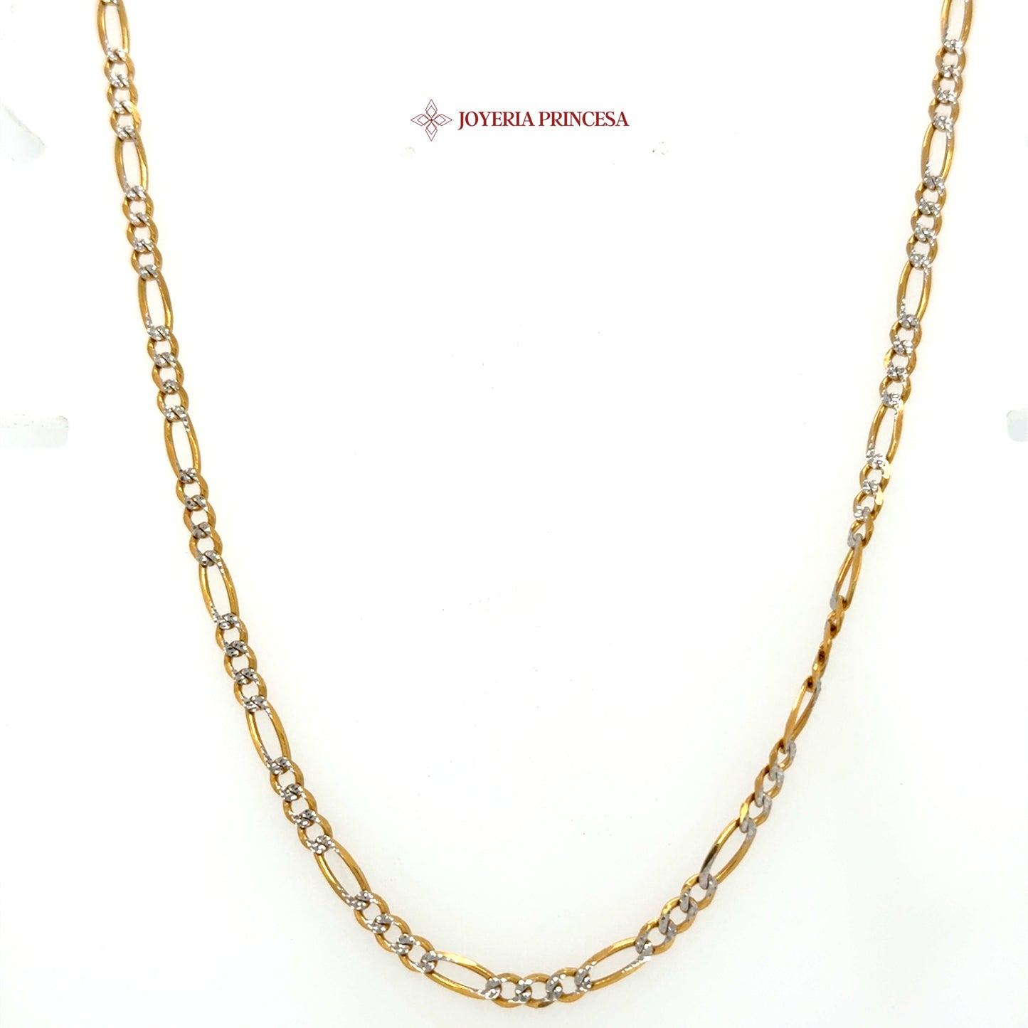 14K 18in 3mm Diamond-Cut Figaro Chain