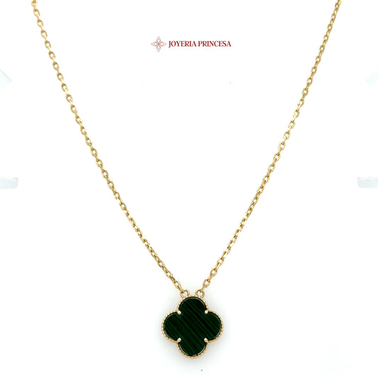 14K 20in Elegant Green Clover Pendant