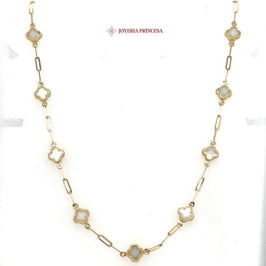 14K 18in Elegant Clover and Link Design