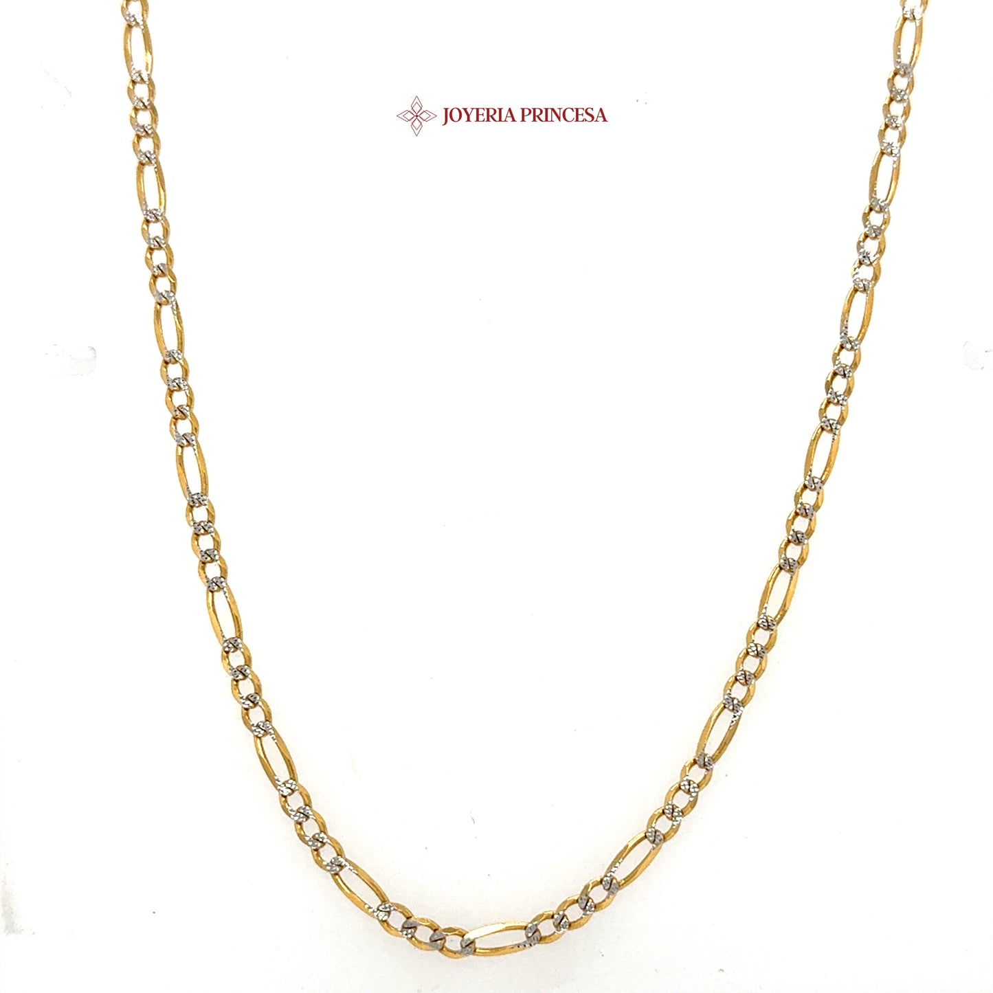 14K 3mm 22in Gold Figaro Diamond-Cut Chain