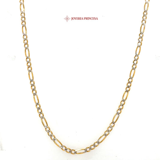 14K 3mm 22in Gold Figaro Diamond-Cut Chain