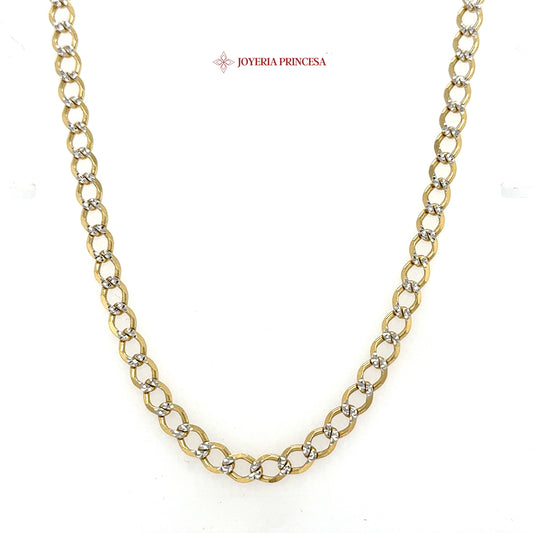 14K Two-Tone Gold 5.2mm 22-Inch Diamond-Cut Curb Link Chain