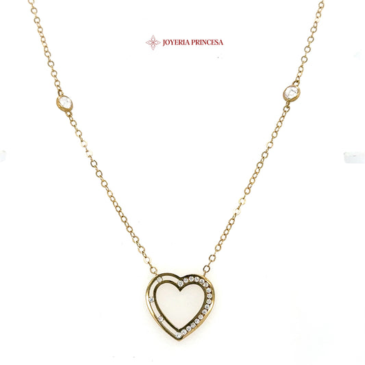 14K 18in Elegant Heart Pendant Necklace