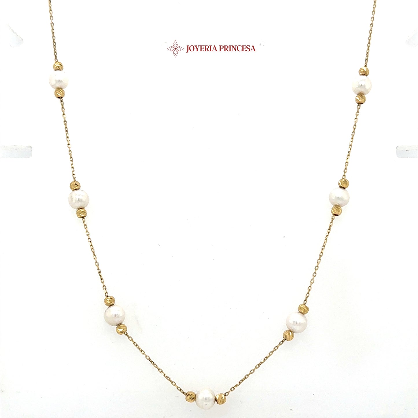 14K 16in Elegant Pearl and Gold Necklace