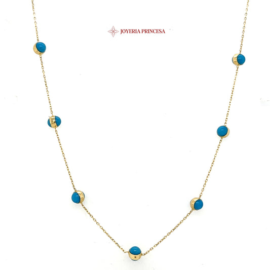 14K 18in Elegant Gold and Turquoise Necklace