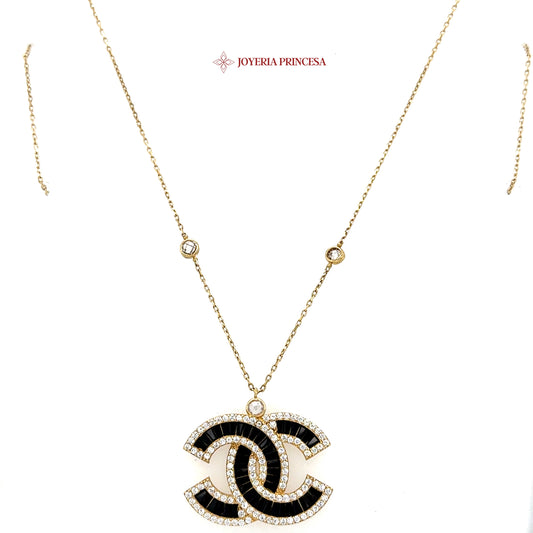 14K 18in Elegant Double C Logo Pendant