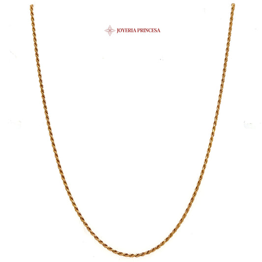 14K 18in 1.41mm Twisted Rope Design with Glossy Finish