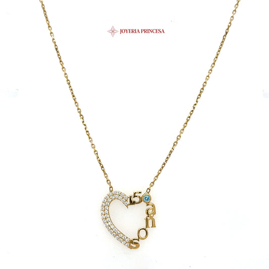 14K 16in Elegant Heart Pendant Necklace