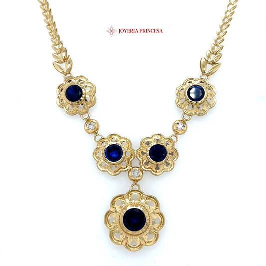 14K 16in Flower Bouquet Pendant Necklace