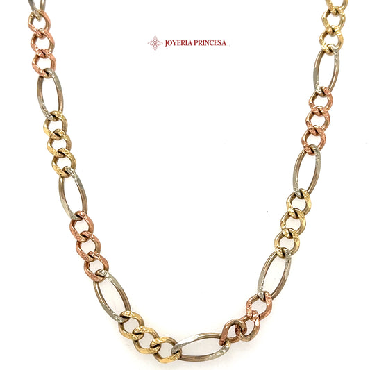 10K 26in 6.7mm Elegant Tri-Tone Link Necklace