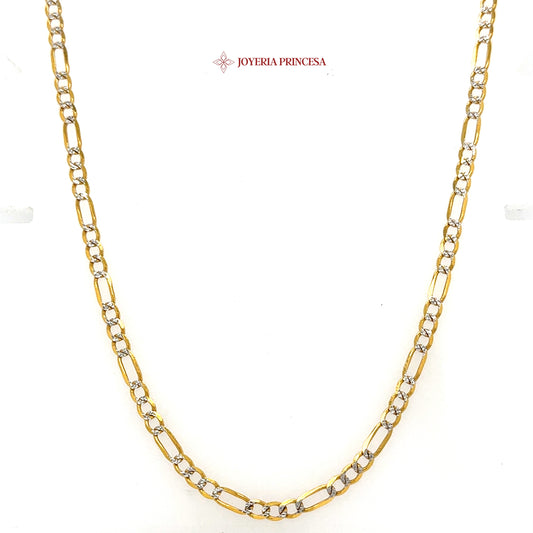 10K 24in 3.3mm Elegant Two-Tone Figaro Diamond Cut Chain