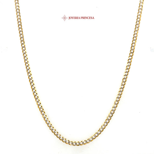 10K 18in 2.6mm Elegant Two-Tone Curb Necklace