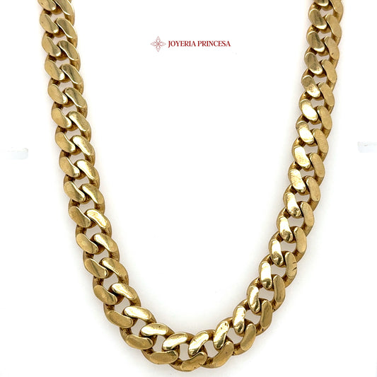 10K 20in 9.8mm Elegant Gold Cuban Link Necklace
