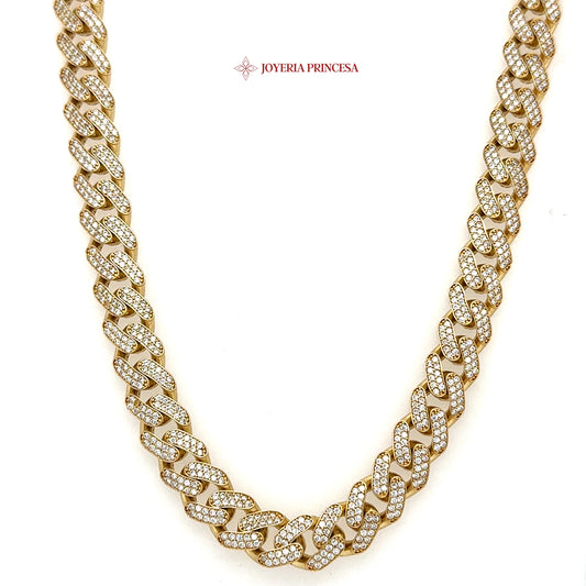 10K 20in 9.1mm Cz Monaco Link Necklace
