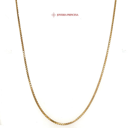 10K 22in 1.4mm Sleek Gold Box Chain Necklace