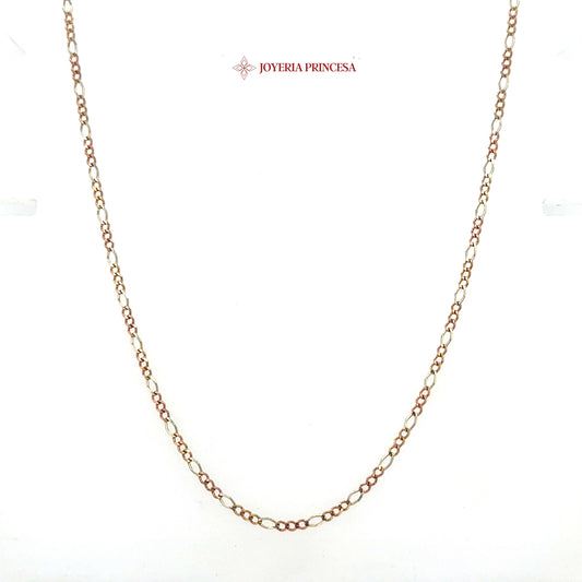 10K 16in 1.9mm Elegant Two-Tone Figaro Chain