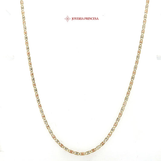 10K 18in 1.9mm Elegant Multi-Tone Mariner Valentino Necklace
