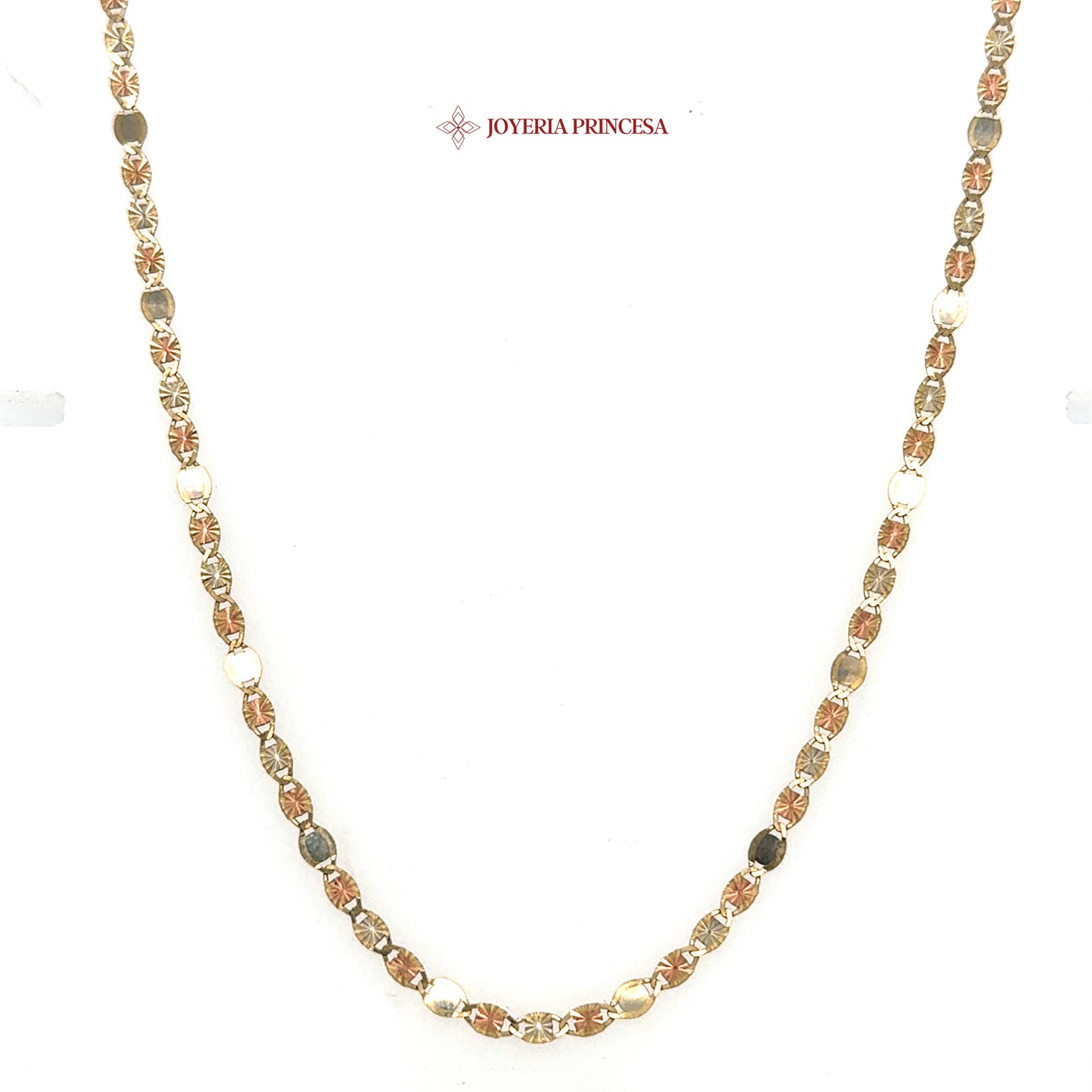 10K 18in 3mm Two-Tone Bead Necklace with Shine
