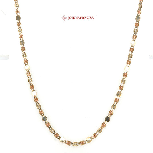 10K 18in 3mm Two-Tone Bead Necklace with Shine