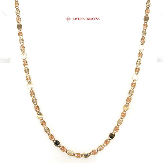 10K 22in 3.2mm Elegant Two-Tone Valentino Star Necklace