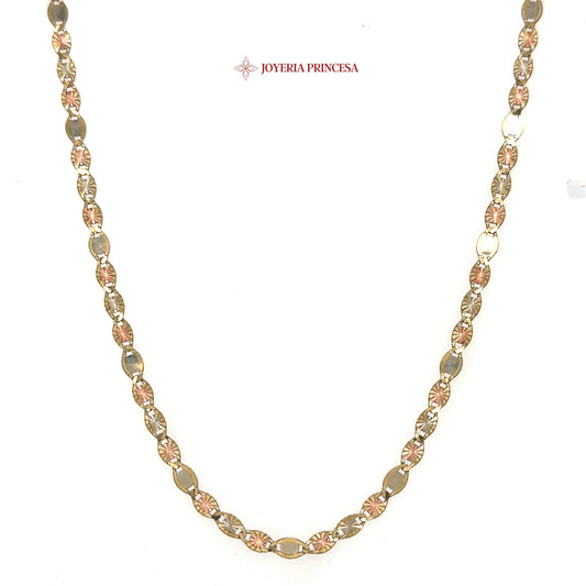10K 18in 3.1mm Elegant Two-Tone Link Necklace