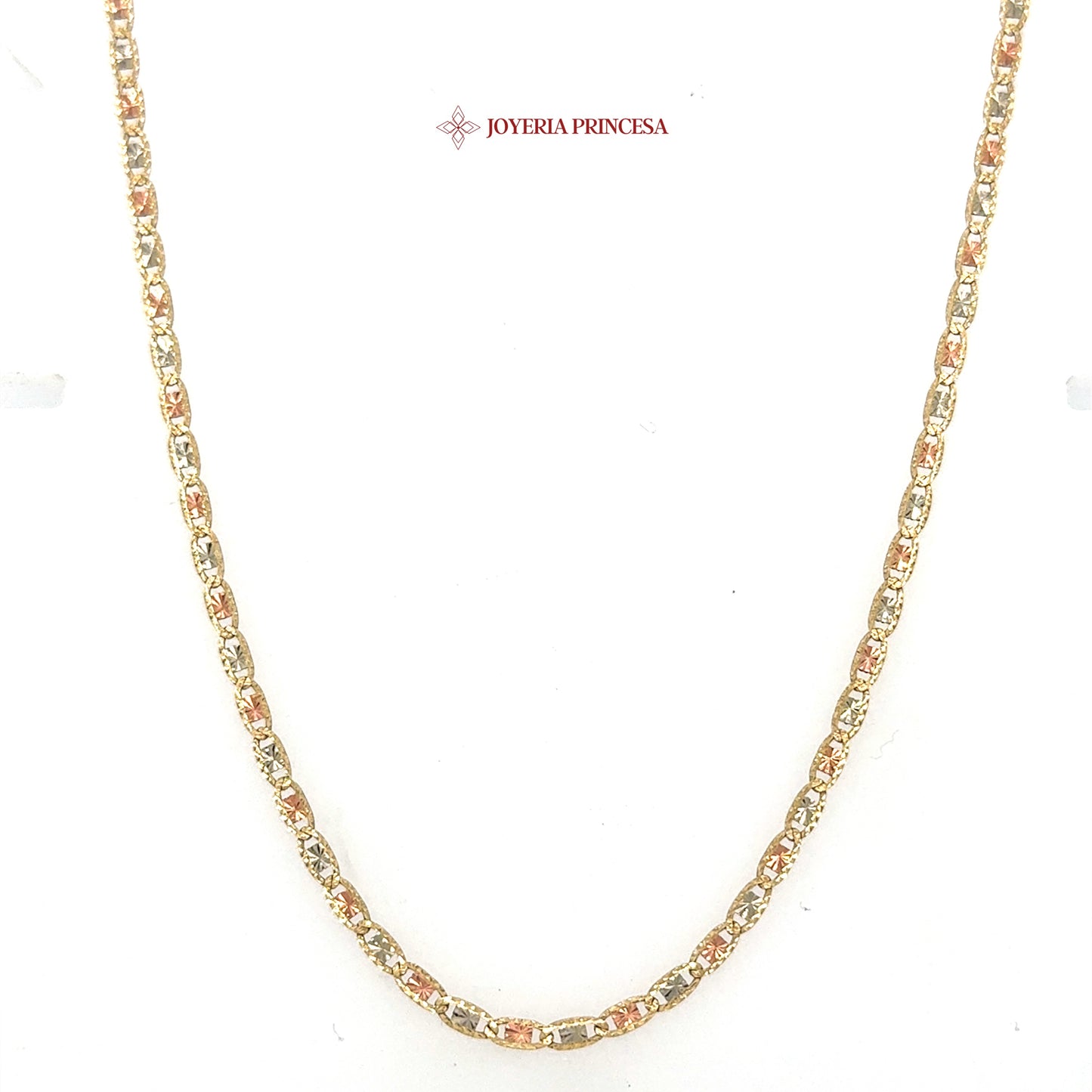 10K 20in 2.6mm Elegant Three-Tone Mariner Valentino Star Necklace