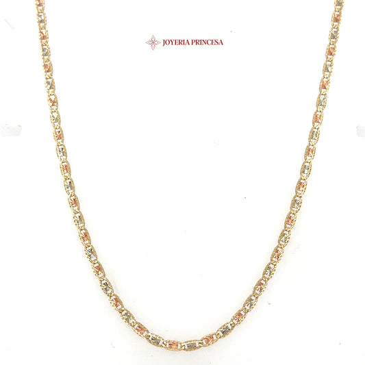 10K 20in 2.6mm Elegant Three-Tone Mariner Valentino Star Necklace