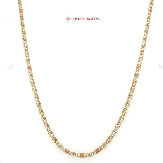 10K 20in 2.6mm Elegant 3-Tone Mariner Valentino Star Necklace
