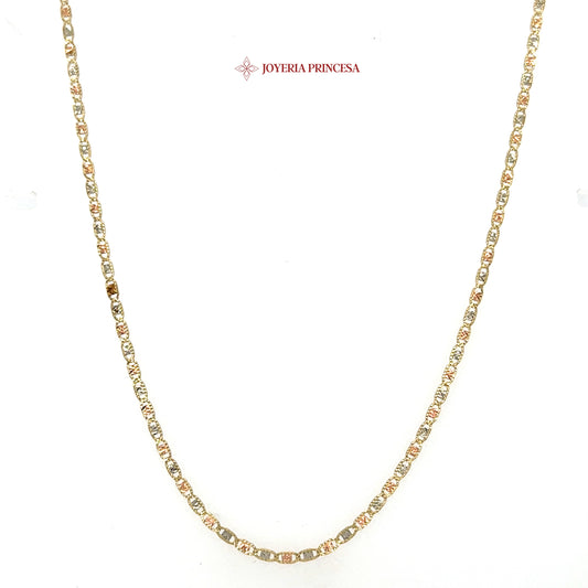10K 18in 1.9mm Elegant 3-Tone Mariner Valentino Necklace