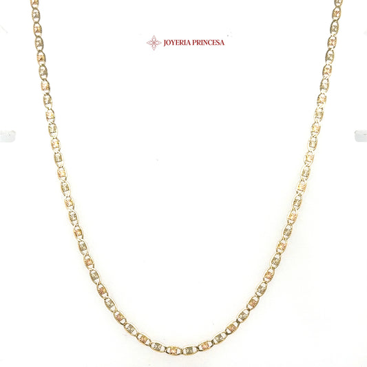 10K 18in 2.3mm Elegant Three-Tone Mariner Valentino Necklace