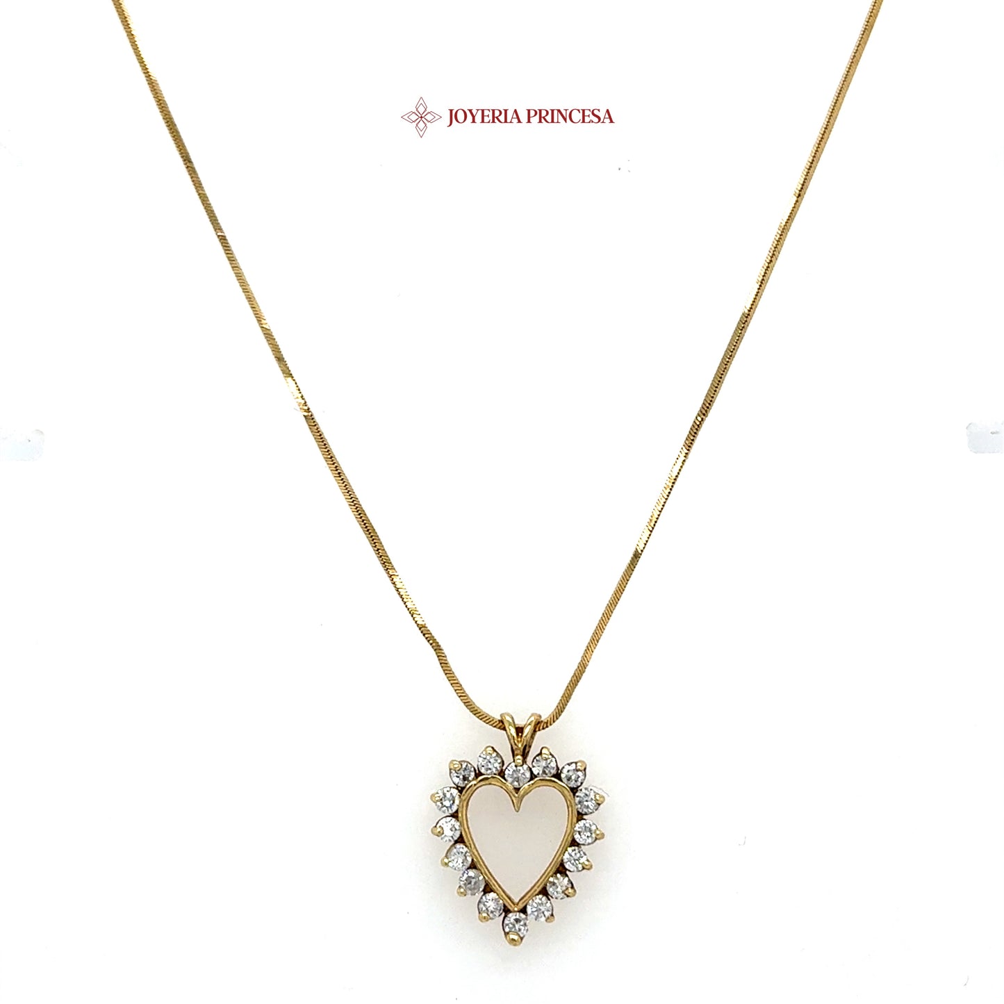 14K Gold Heart Pendant Necklace with Sparkling CZ Halo