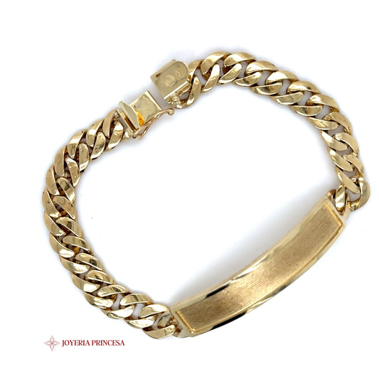 10K Gold ID Bracelet with Classic Cuban Links