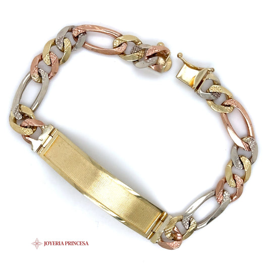 10K Tri-Color Gold ID Bracelet
