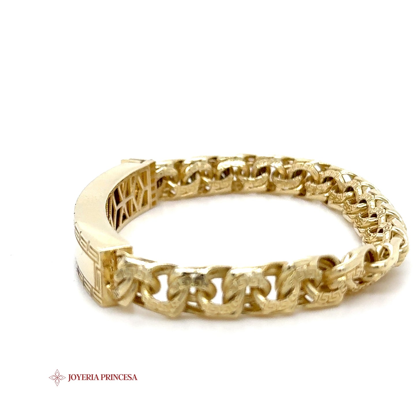 10K Gold ID Bracelet with Greek Key Pattern