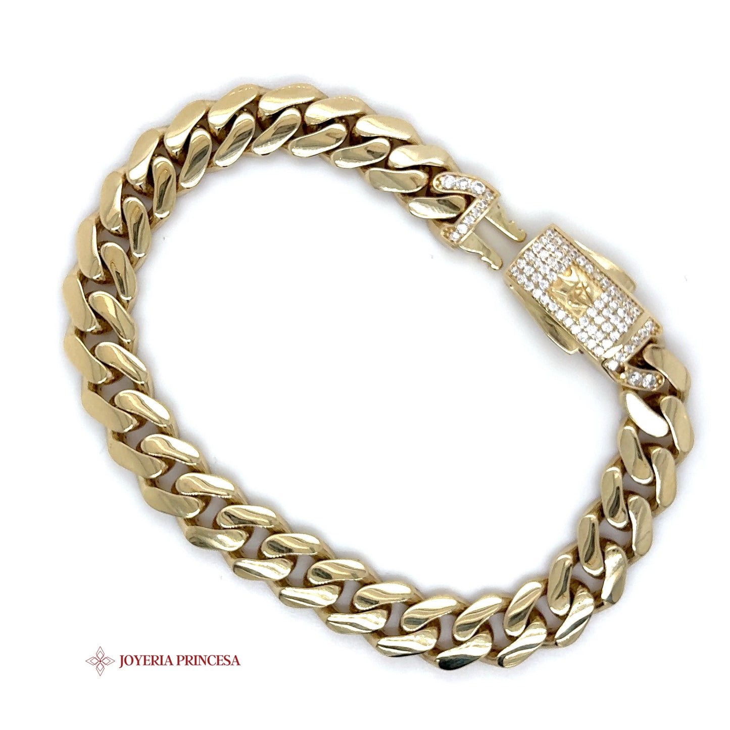 10K Gold Cuban Link Bracelet with Diamond-Cut Clasp