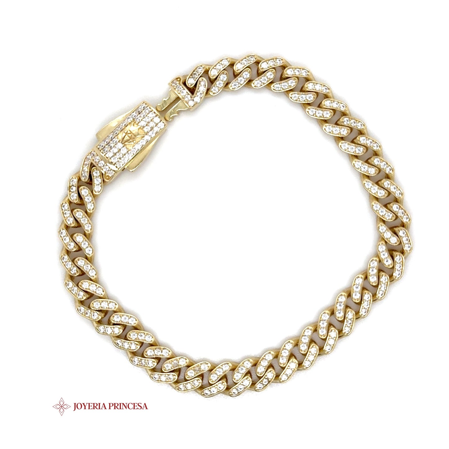 10K Gold Cuban Link Bracelet with Full Pave Design