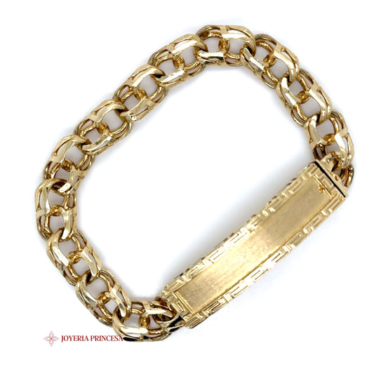14K Gold ID Bracelet with Square Links