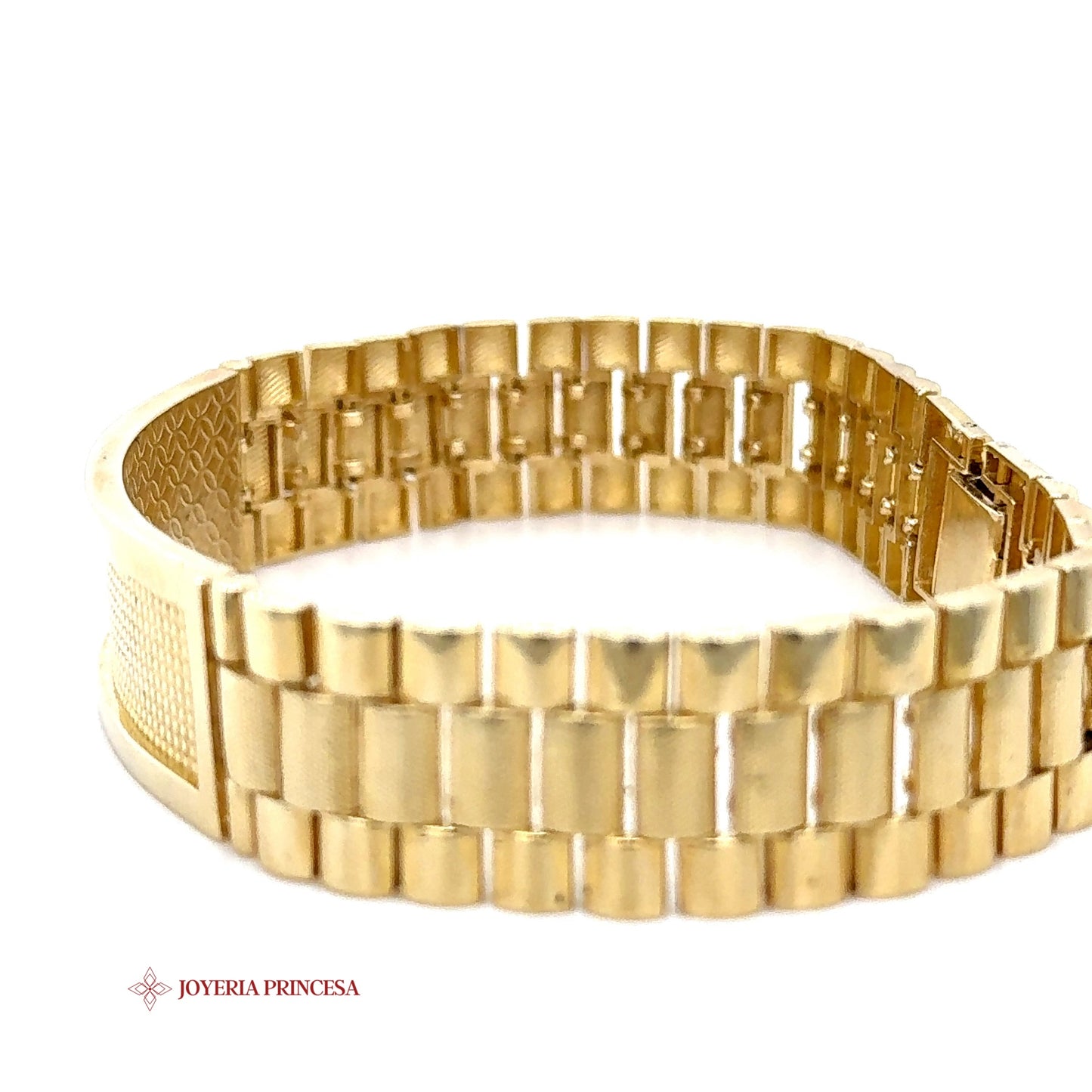 14K Gold ID Bracelet with Brick-Link Chain