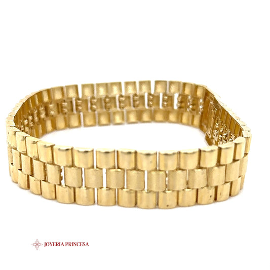 14K Gold Wide Brick-Link ID Bracelet
