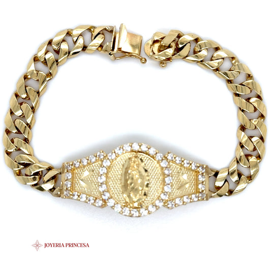 14K Gold Bracelet with Virgin Mary Medallion