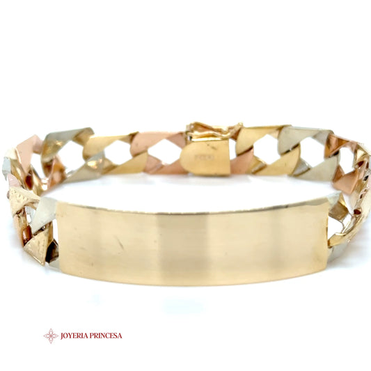 14K Tri-Color Gold ID Bracelet