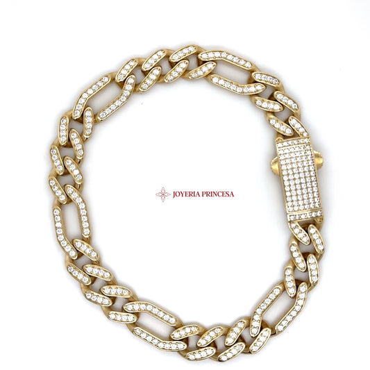 14K Gold Pave-Set Cuban Bracelet