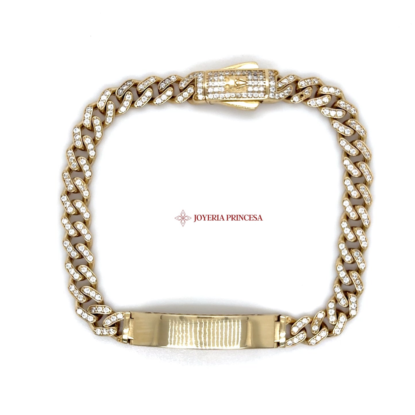 14K Gold Pave Cuban ID Bracelet