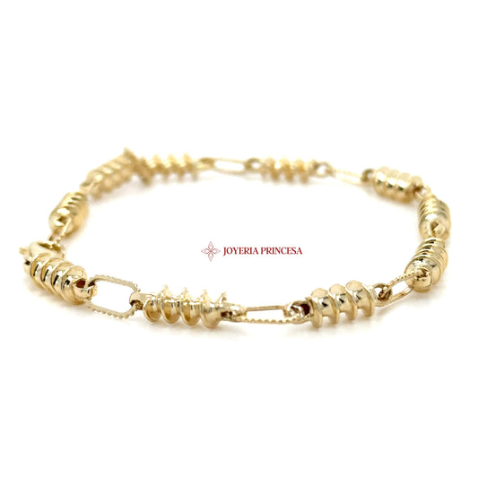 14K Gold Spiral Link Bracelet