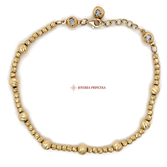 14K Gold Beaded Adjustable Bracelet