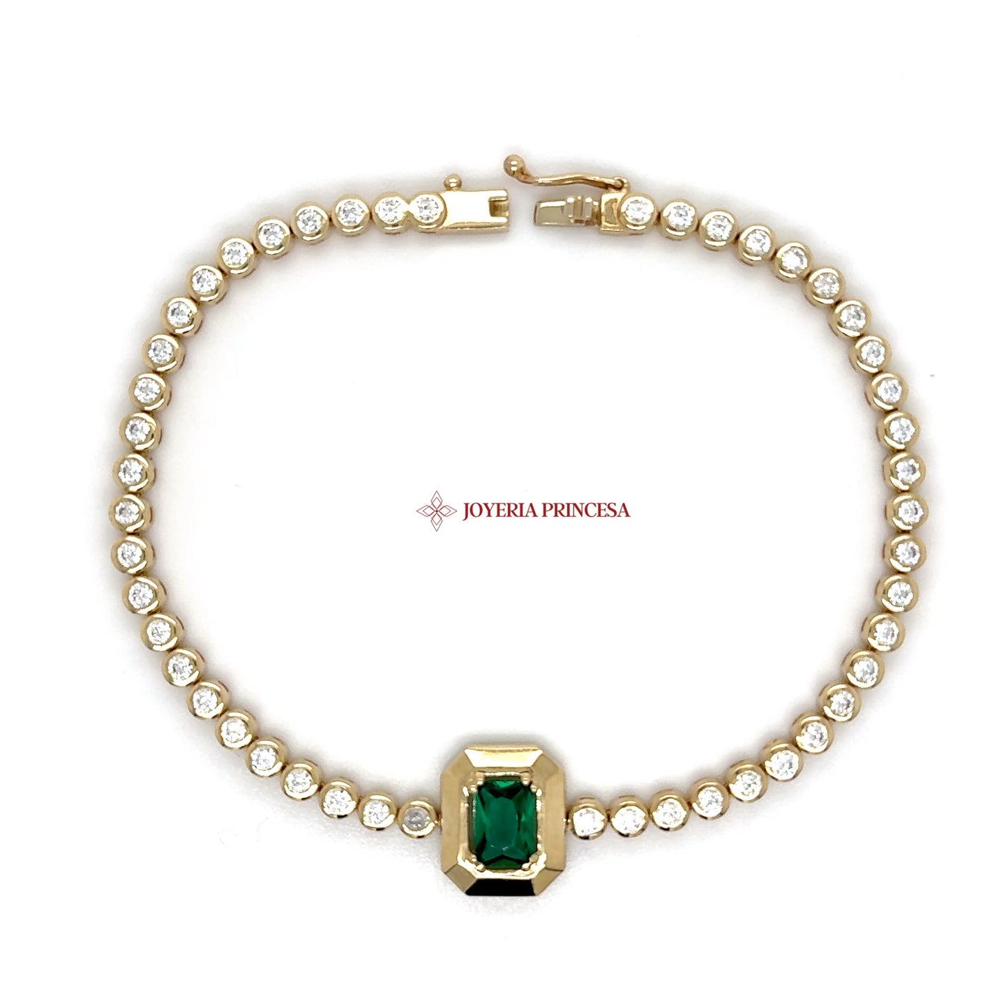 14K Gold Emerald Tennis Bracelet